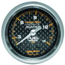 Bränsletrycksmätare 66.7mm 0-15PSI (Mekanisk) CARBON FIBER